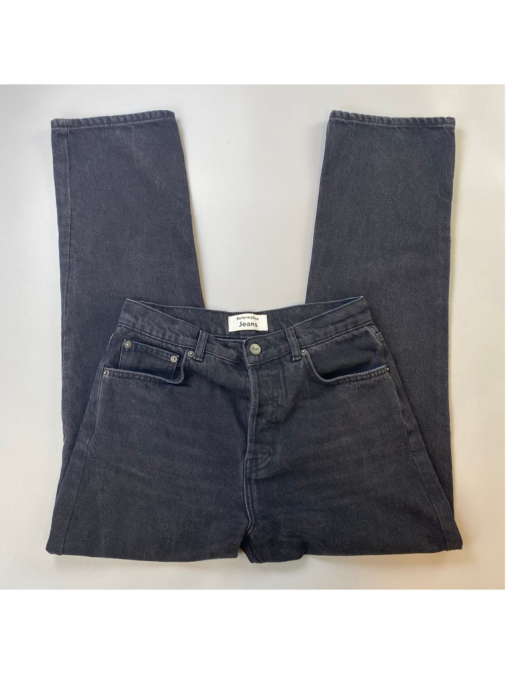 Reformation Jeans Black Womens 28 Cynthia High Rise Straight Scandi Minimalist